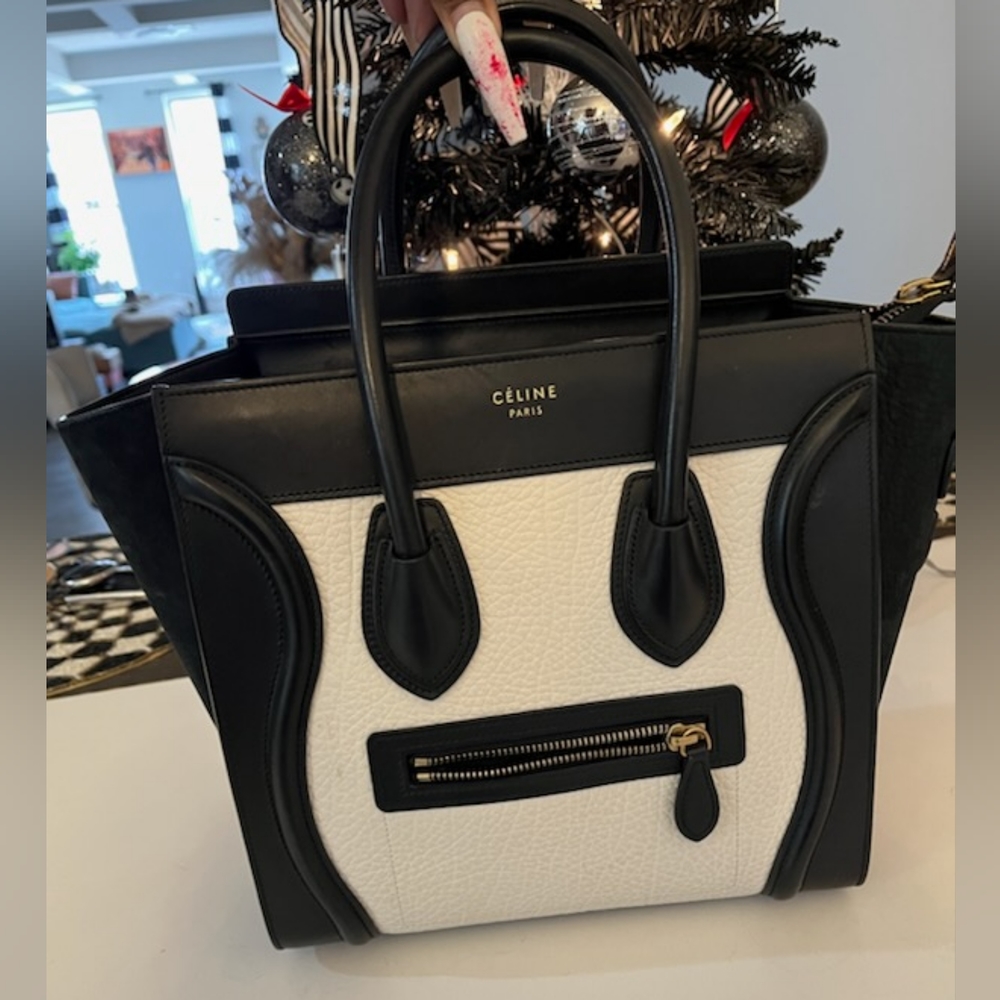 Céline Luggage Micro Bi-Color Calfskin Leather Tote